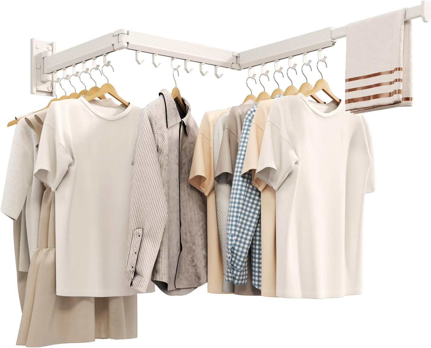 Wall Mounted Clothes Drying Rack, Collapsible Laundry Drying Rack, Retractable Foldable Drying Rack Clothing for Hanging Clothes