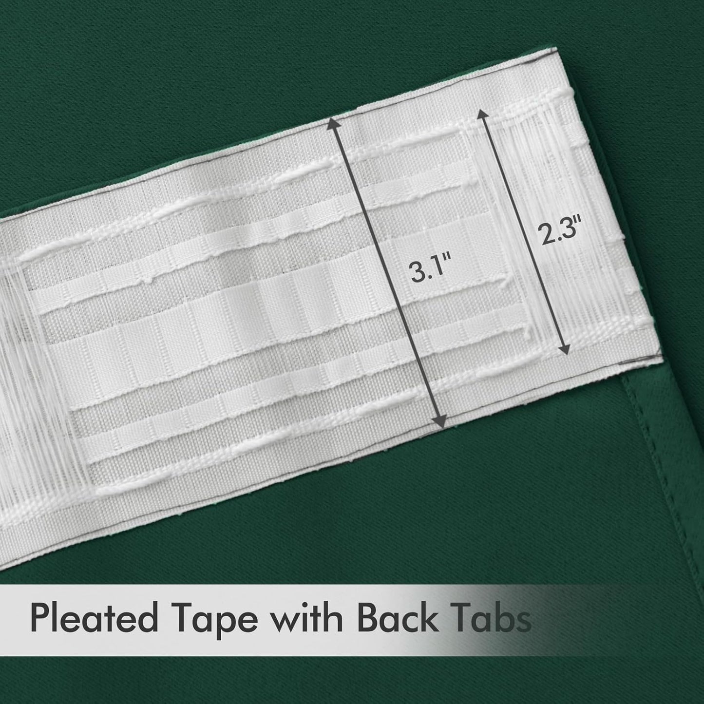 MIULEE Hunter Green Back Tab Blackout Curtains 108 Inch Long 2 Panels Set for Living Room Bedroom, Rod Pocket/Pinch Pleat Extra Long Thermal Insulated Room Darkening Pleated Window Drapes