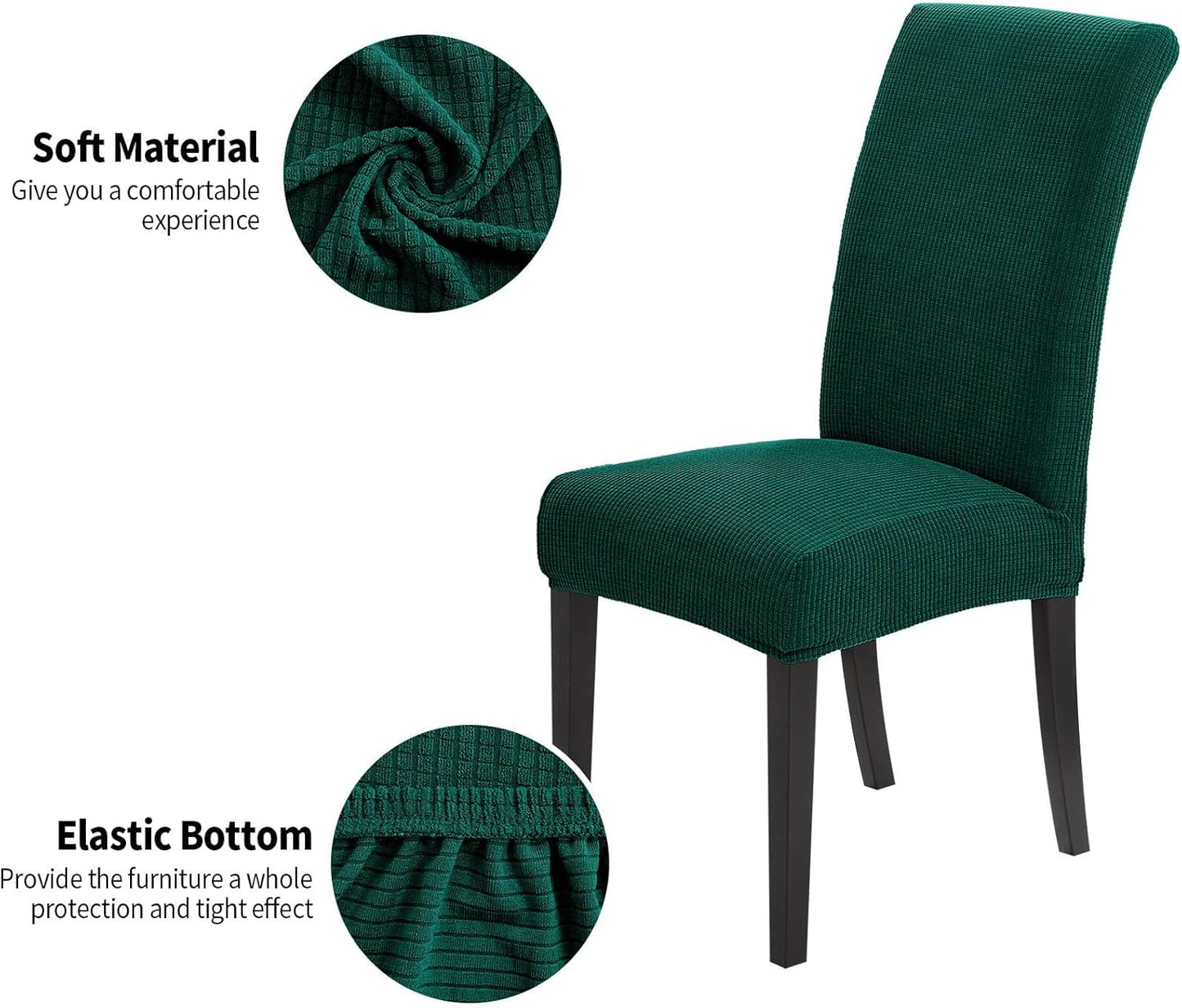 Joccun Chair Covers for Dining Room Set of 6, Dining Chair Slipcovers Stretch Dining Room Chair Covers Seat Protector,Washable Parsons Chair Cover for Home,Hotel,Banquet(Hunter,6 Pack)