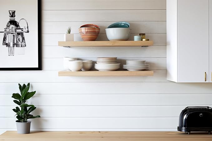 Urban Legacy Unfinished White Oak Deep Floating Shelves | Easy to Install Accent Modern Floating Shelves with Floating Shelf Brackets| Set of 2 (36" x 11" x 2")