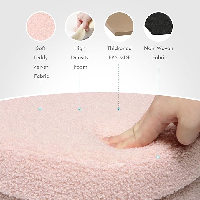 B FSOBEIIALEO Storage Ottoman Cube, Heart Shaped Ottomans with Storage Foot Stool Footrest for Lving Room, Boucle Ottoman Seat for Dorm Room,Faux Teddy Fur, Pink 15"x15"x15"