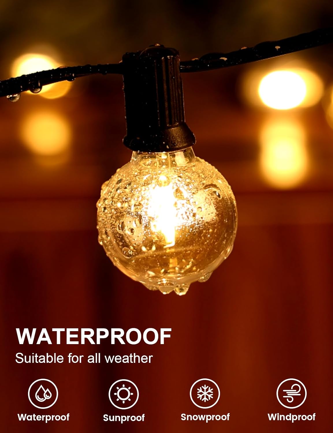 RTTY Outdoor String Lights 150 FT Globe LED Patio Lights with G40 Plastic Bulbs,Waterproof Shatterproof Dimmable Connectable Hanging for Backyard Porch Balcony Party Cafe Deck Decor