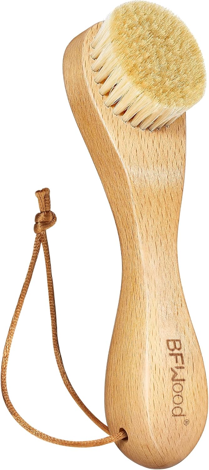 BFWood Laundry Stain Brush, Natural Soft Boar Bristles, Removes Tough Stains from Delicate Fabrics Like Knits, Cotton, and Linens, Gentle on Fabrics, No Damage