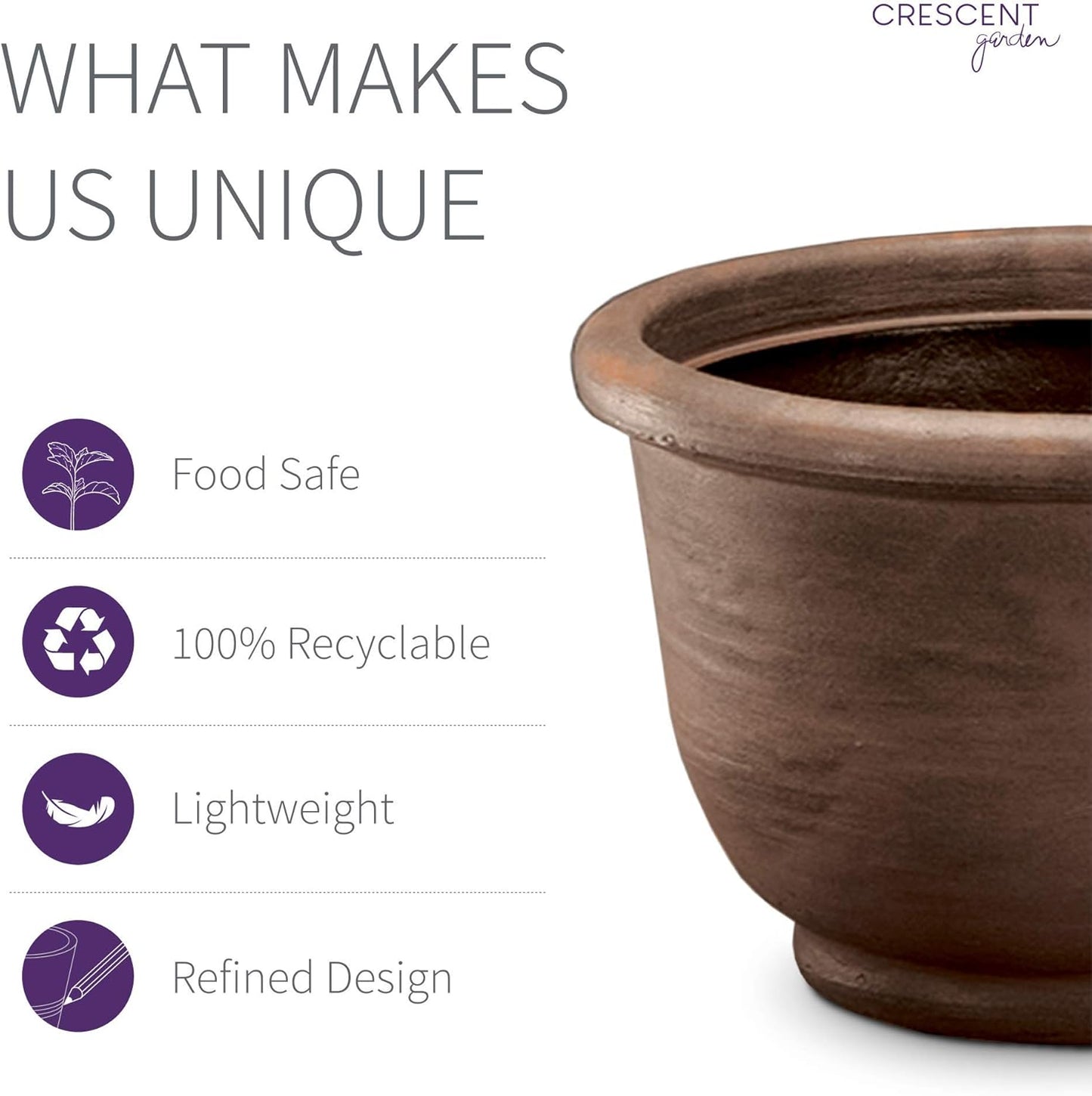 Crescent Garden Agave Planter, Charming Old-World Plant Pot, 14-Inch (Rust)