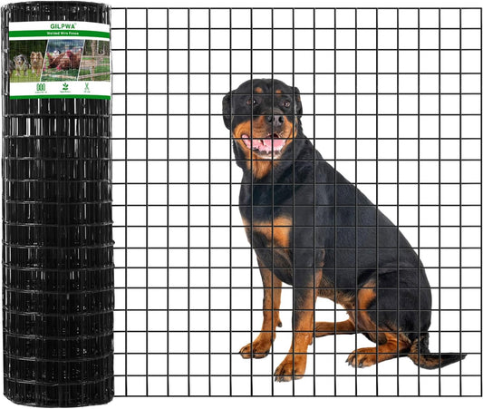 Wire Fence, 36 in(H) X 50 ft(L) PVC Coated Welded Wire Fencing 2" X 2" 16GA Garden Border Vinyl Metal Chicken Wire Fencing Mesh Roll for Yard Vegetable Plant Protection Poultry Netting Black