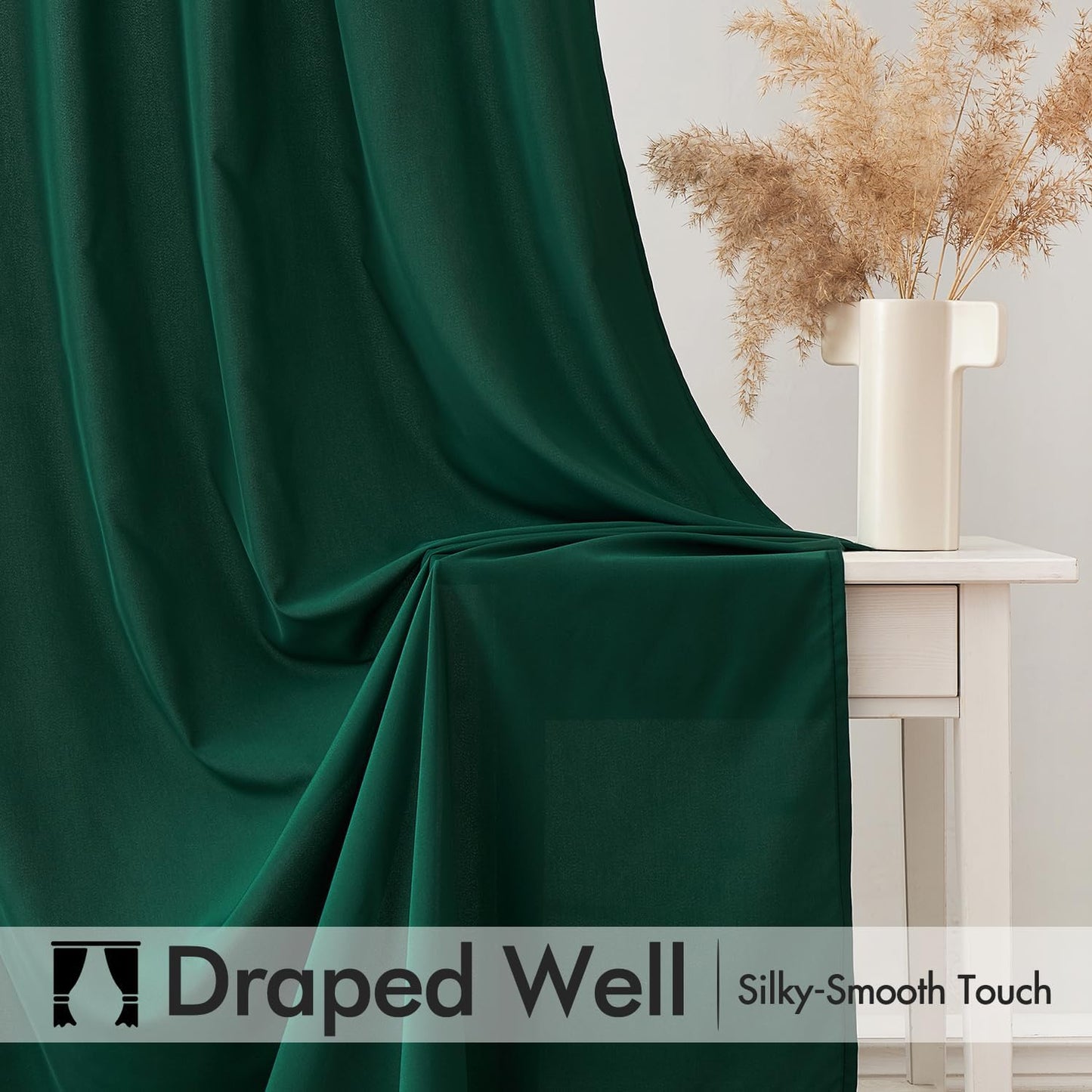 MIULEE Hunter Green Privacy Sheer Curtains That Let Light in 63 Inches Long Non-See-Through Semi Sheer Curtain Light Filtering Window Christmas Drapes for Living Room Bedroom 2 Panels Set 42 X 63