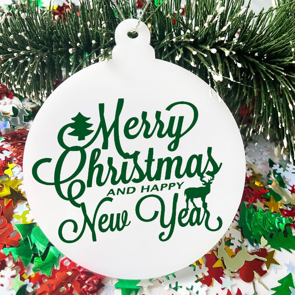 20Pcs 3 Inch Blank Acrylic Christmas Ornaments 2024 White Unfinished Round Acrylic Christmas Ornaments for DIY Craft Hanging Ornaments for Christmas Tree Decoration Xmas Party Decorations