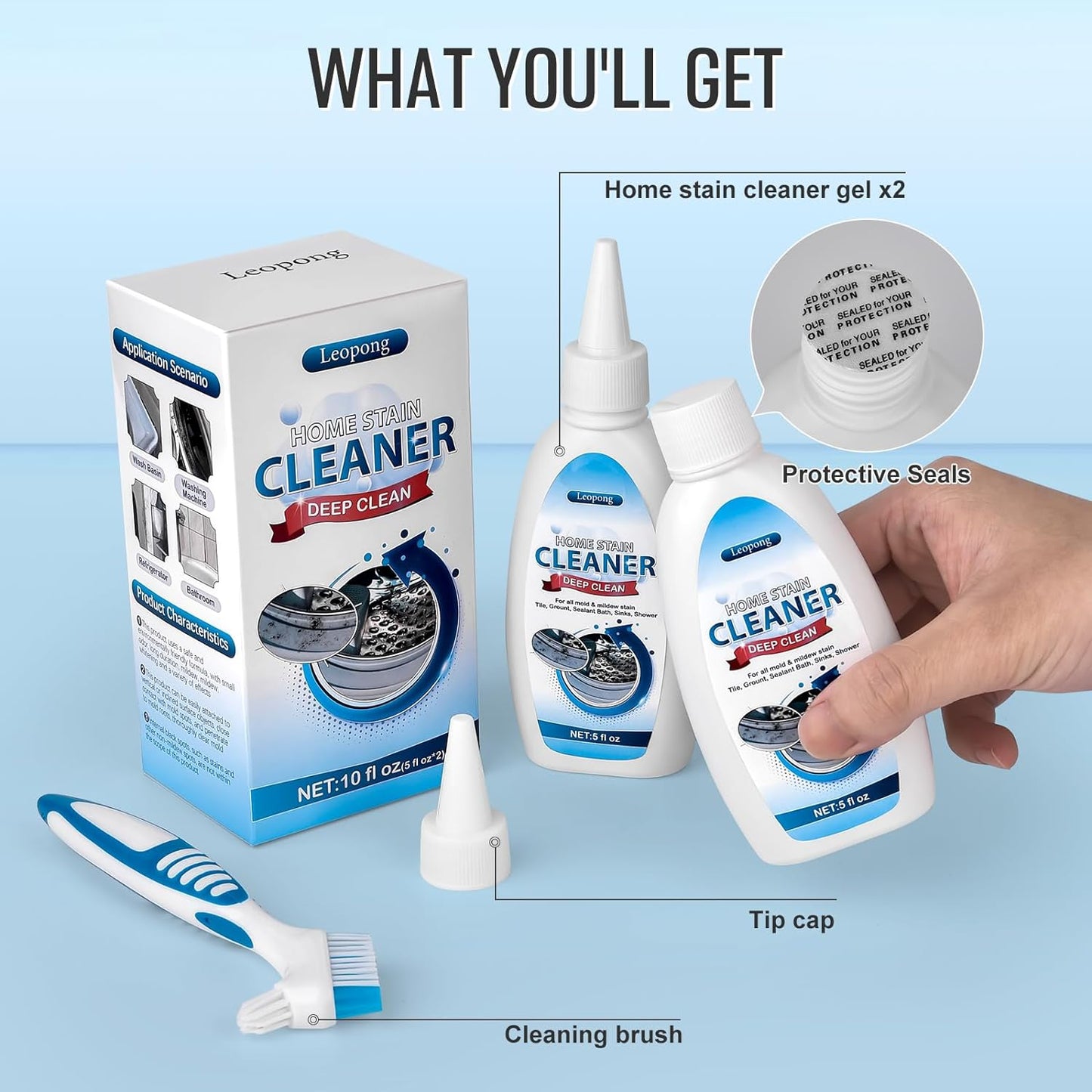 Home Cleaner Gel, Cleaner for Washing Machine, Refrigerator Strips, Household Shower, Kitchen Sinks, Walls, Tiles, Bathrooms- 20 fl oz