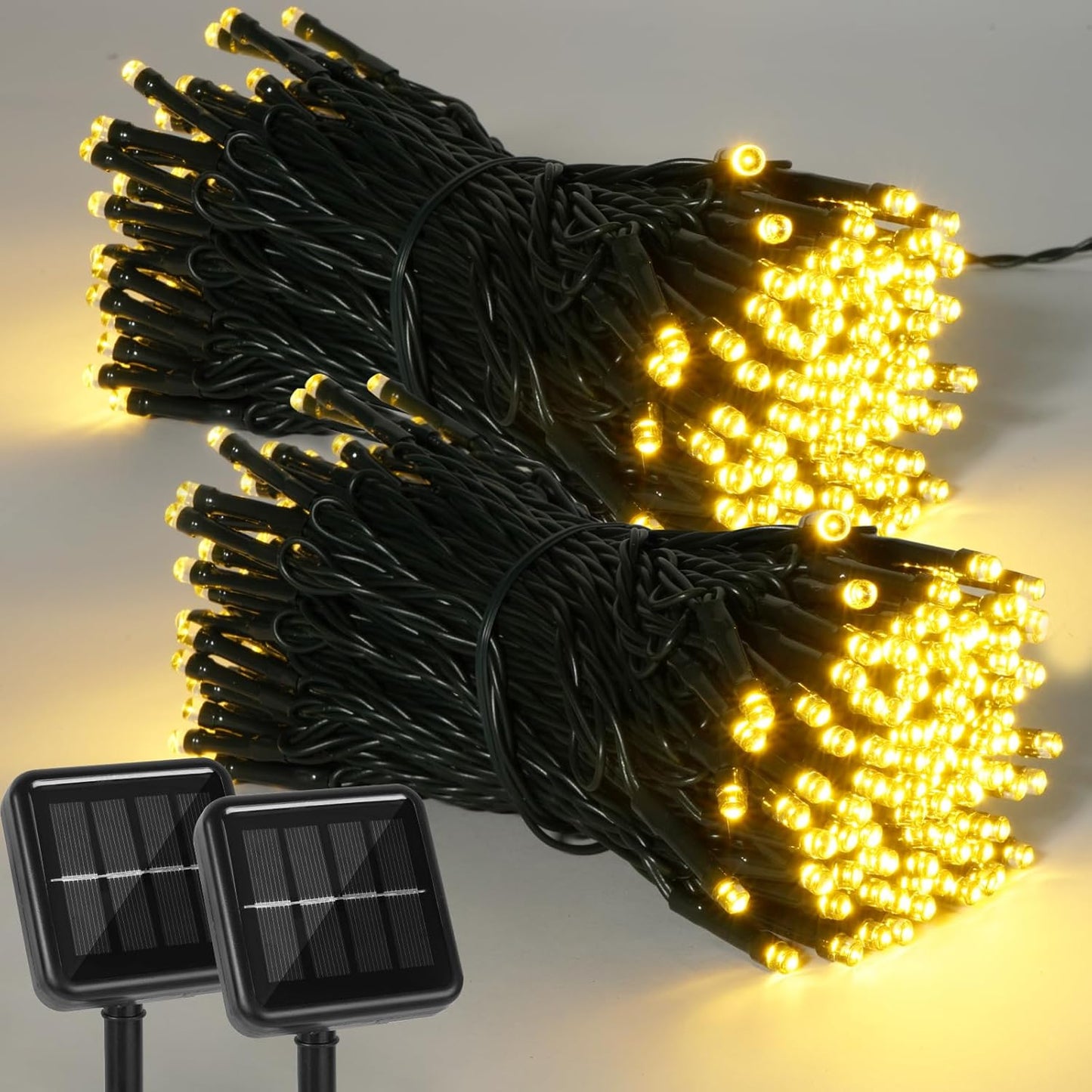 2 Pack 400 LED Solar String Lights, 8 Modes Solar String Lights for Outside, Waterproof and Solar Powered Outdoor String Lights for Holiday Christmas Yard Garden Tree Wedding Party (Warm White)