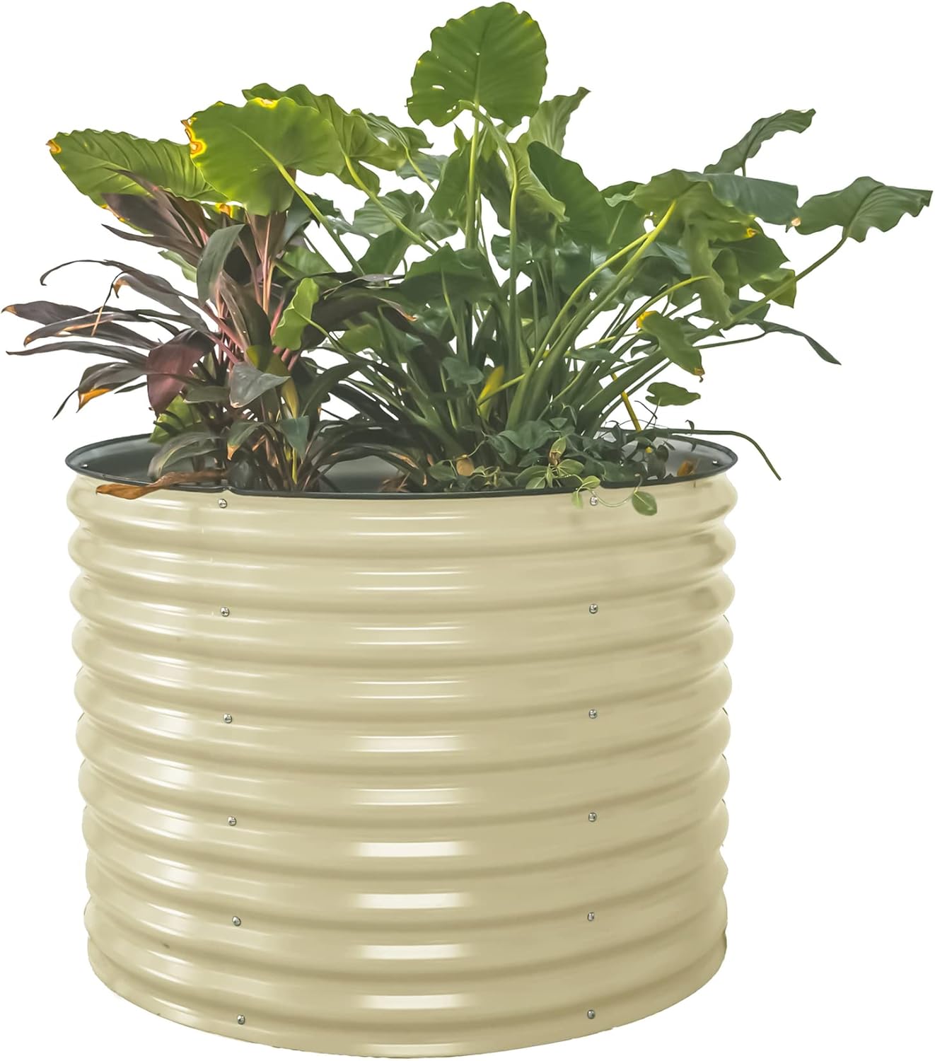 Vego garden 32" Tall 42" Round Raised Garden Bed Raised Bed Planter Box for Vegetables Flowers Patio-Pearl White