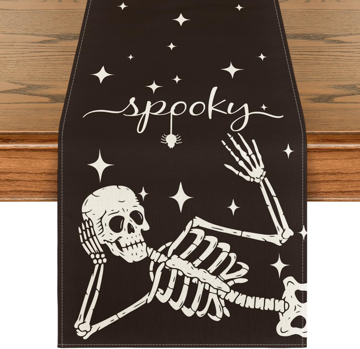 Artoid Mode Spooky Skeleton Spider Bone Halloween Table Runner, Holiday Kitchen Dining Table Decoration for Home Party Decor 13 x 120 Inch