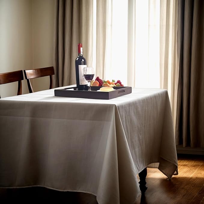 Large Bamboo Wooden Tray with Handles, Rectangular Natural Solid Wood, Black Walnut Color Serving Tray Suitable for Kitchen,Bedroom,Coffee, Party Bars. (14.9x10.2x1.57 inches)