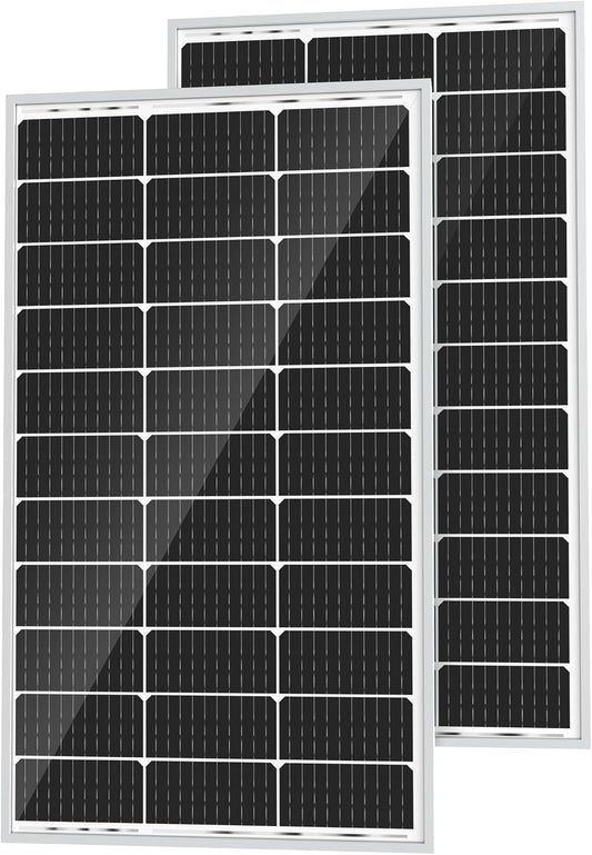 SOLPERK 2PCS Solar Panels 100 Watt 12 Volt, High-Efficiency Monocrystalline Solar Panel for Home, RV, Camping, Marine, Rooftop, Off-Grid Applications, 2-Pack 100W, SK-M200W