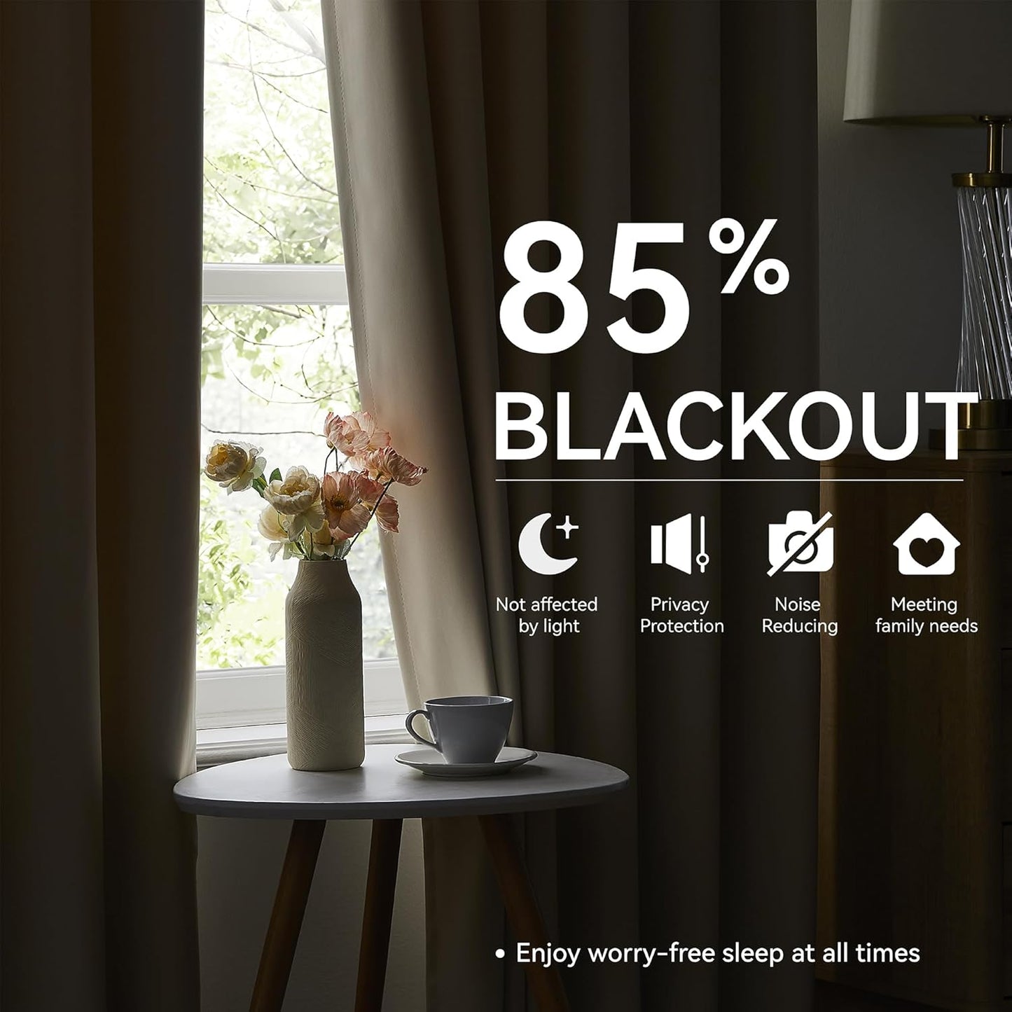 KangBang Cream Beige Curtains 102 Inches Long 2 Panels Set, 60 Inch Wide Pinch Pleated Blackout Draperies for Sliding Glass Door Cottage, Memory Trained Elegant Modern Decor, W60xL102