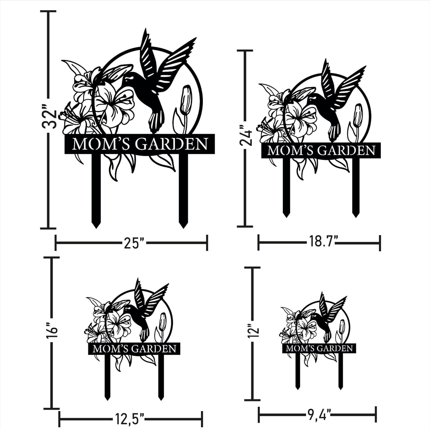 Custom Hummingbird Metal Garden Sign with Stakes, Bird Garden Decorations, Flower Design Personalized Garden Sign, Custom Garden Name Sign, Yard Decor, Home Gift