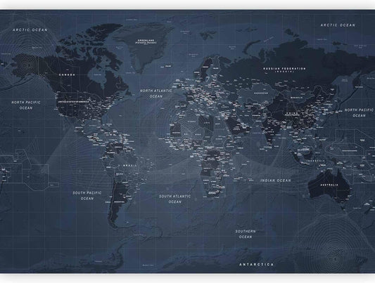 artgeist Premium Wall Mural World Map 118x83 in - XXL Non-Woven Wallpaper Fleece Wall Decor Photo Print Picture Image Design Home Map of The World k-A-0123-a-a