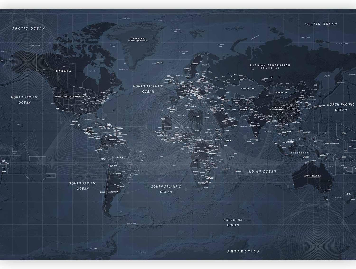 artgeist Premium Wall Mural World Map 79x55 in - XXL Non-Woven Wallpaper Fleece Wall Decor Photo Print Picture Image Design Home Map of The World k-A-0123-a-a