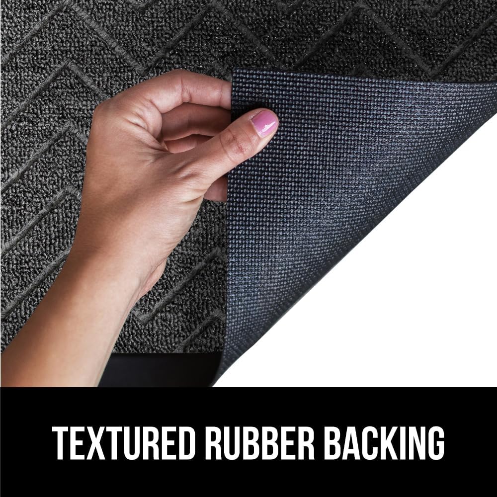 GORILLA GRIP 100% Waterproof All-Season WeatherMax Doormat 35x23, US Designed Natural Rubber, Stain and Fade Resistant, Low Profile Indoor Outdoor Door Mats, Easy Clean Patio Mat, Steel Chevron