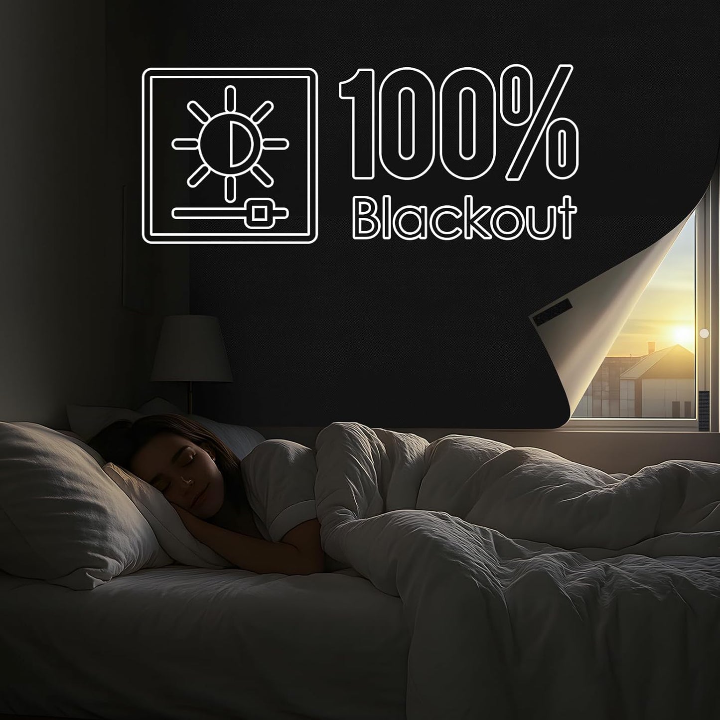 Blackout Window Cover, Portable DIY Window Blinds,Travel Window Blackout Curtains for Baby Nursery, Bedroom, Dorm Room and Media Room (Black 118"x57")