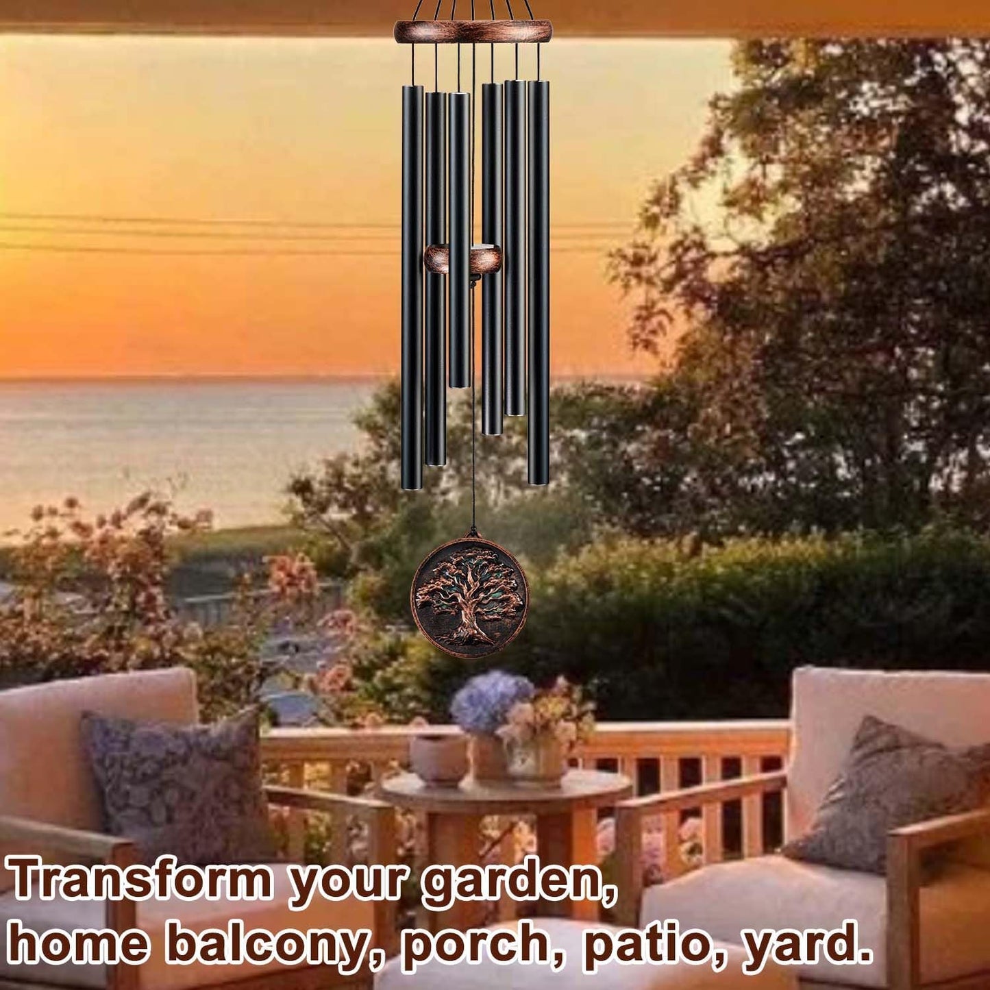 Wind Chimes for Outside, Tree of Life Deep Tone Vintage Wind Chime Outdoor Clearance, Sympathy/Memorial/Festivals/Birthday Gift for Mom Dad Grandma, Home Garden Decor (34" Tree of Life)