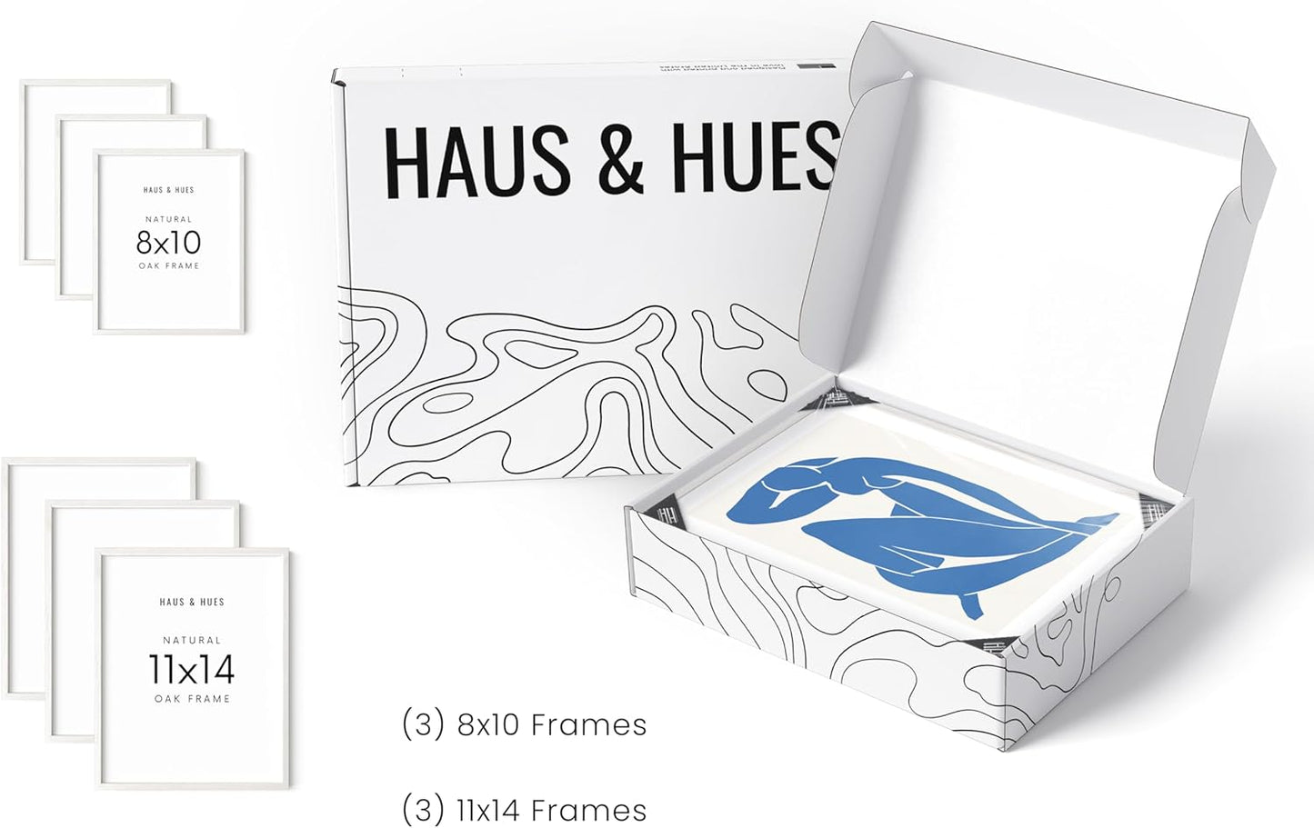 HAUS AND HUES Three 8x10, Three 11x14 - Framed White