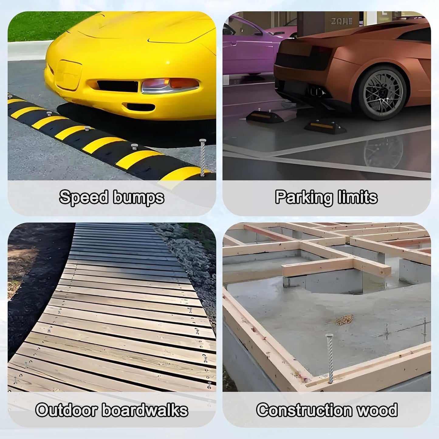 VVOKGO 16 Inch Rebar Stakes Metal Asphalt Anchoring Spikes Ground (24pcs), 1/2 Inch Diameter Galvanized Landscape Anchors Heavy Duty for Speed Bump, Handicap Threshold Ramps, Parking Limits Curb, Tarp