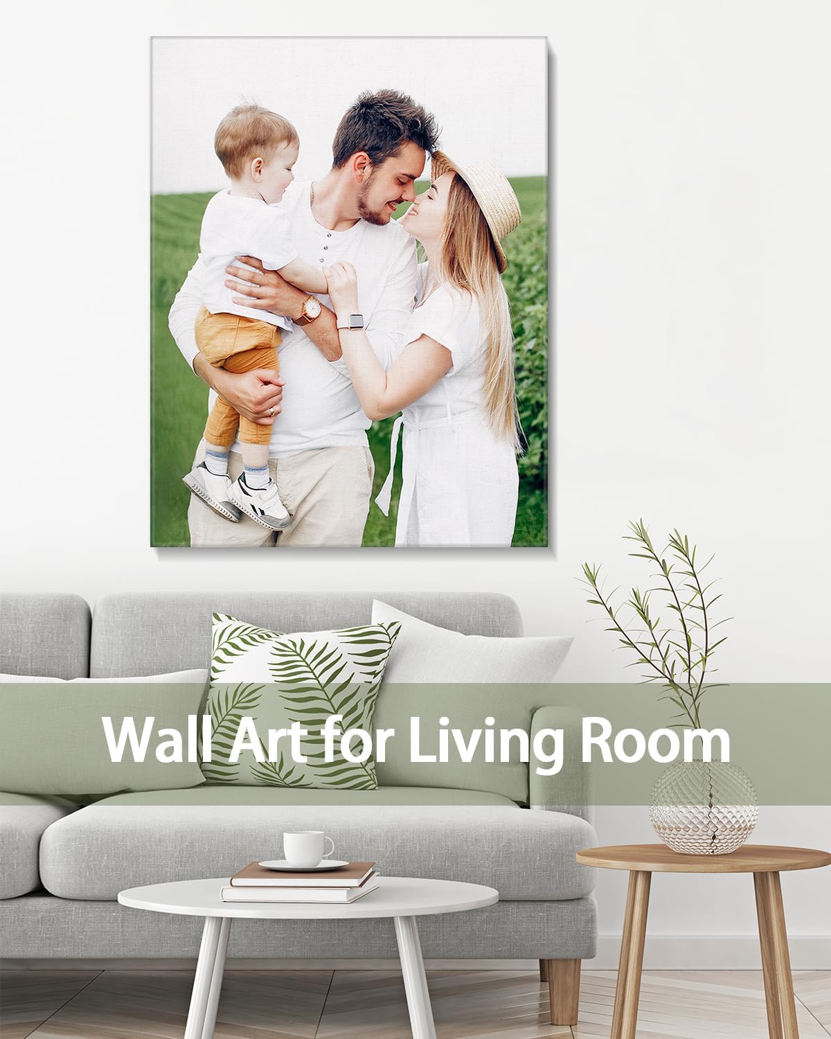 Personalized Custom Canvas Wall Art, Custom Canvas Prints with Your Photos for Living Room, Bedroom, Wedding Pet Baby Family Photo Framed Wall Art, Customized Photo Gift for Family，Friend，Lover，Pet (20L" x 30W")