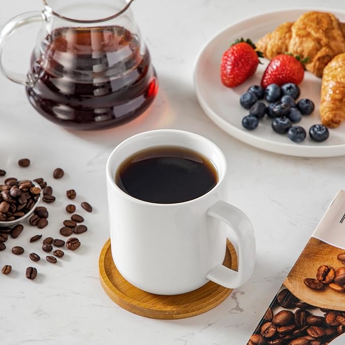 vancasso Porcelain Coffee Mugs Set, 16 oz Ceramic Coffee Cups for Americano Hot Tea Iced Coffee Cold Brew Cocoa Milk Mugs Set of 6, Dishwasher & Microwave Safe, White