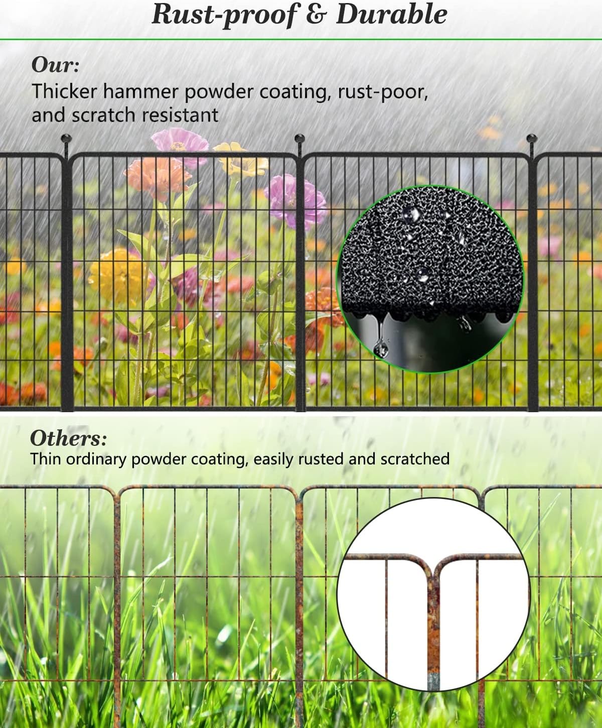 Decorative Black Metal Fencing Garden Fence with Gate, 4.5ft(L) 32in(H) 2 Fence Panels No Dig Fence Rustproof Animal Barrier Fence Temporary Dog Panels Fencing Outdoor