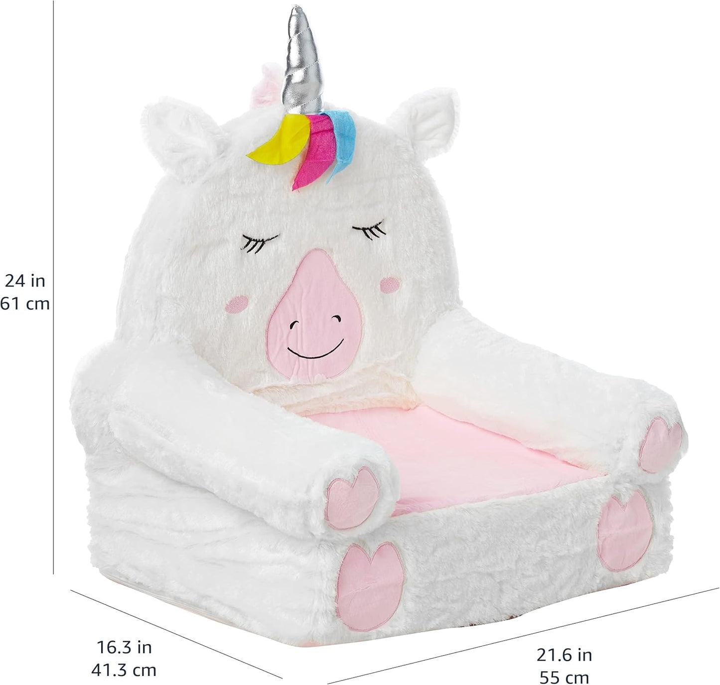 Amazon Basics Children's Plush Toddler Chair, Unicorn, Medium, Multicolor