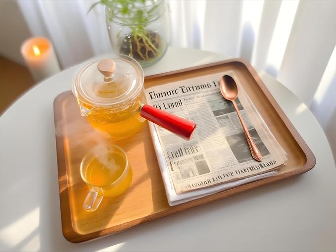 Bamboo Serving Tray – Two Sizes for Breakfast, Tea, Coffee & Snacks – Eco-Friendly Wooden Tray for Bed, Kitchen, Coffee Table, or Decorative Use