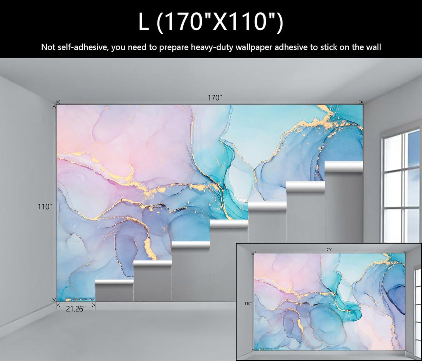 WFBHUA-Marble Wallpaper Mural Abstract Gold Art Background Wall Large Mural for Living Room Bedroom(Not Peel and Stick)