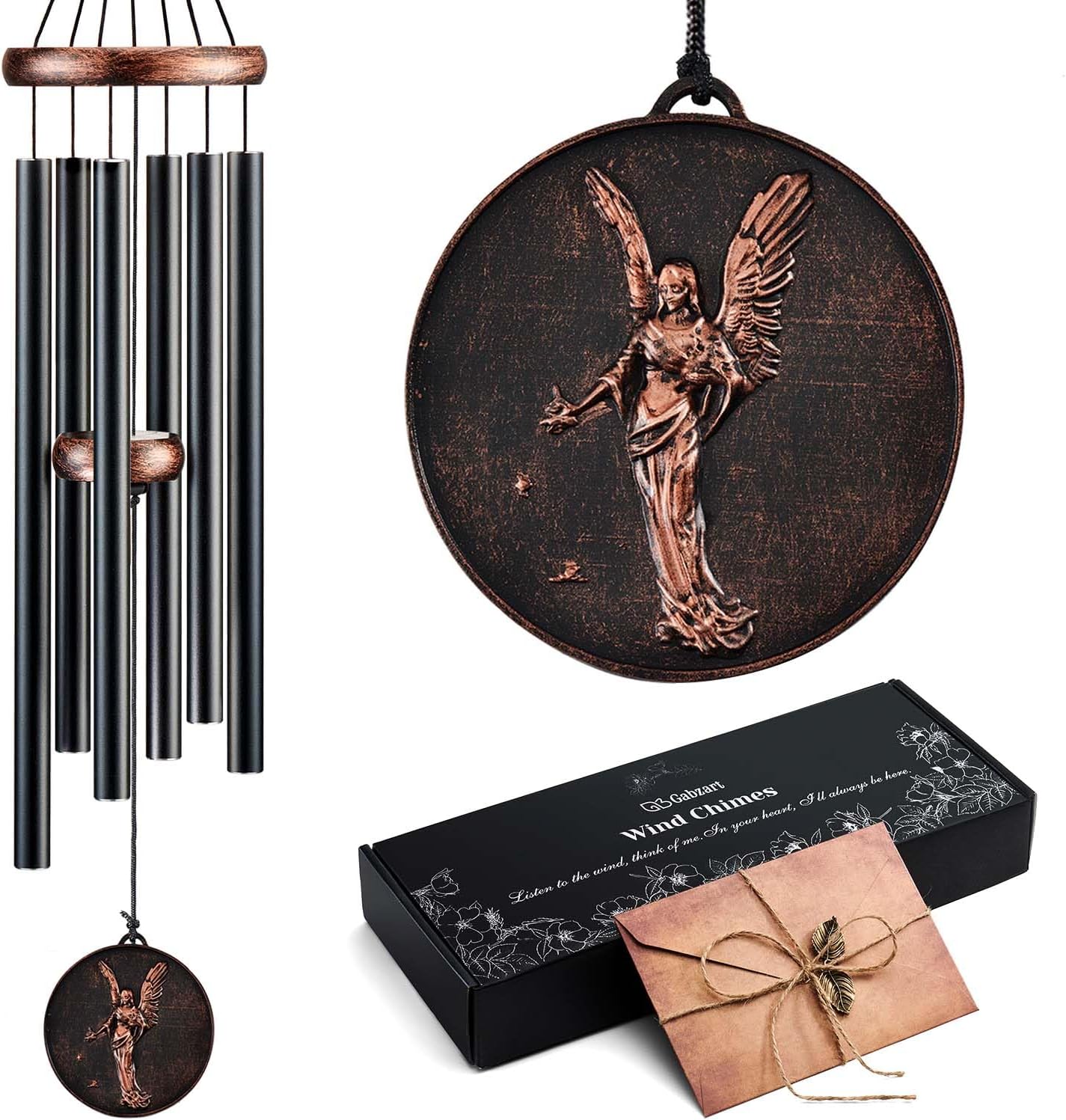 Wind Chimes for Outside, Angel Deep Tone Vintage Wind Chime Outdoor Clearance, Sympathy/Memorial/Festivals Gift for Mom Dad Grandma, Home Garden Patio Decor (32" Angel)