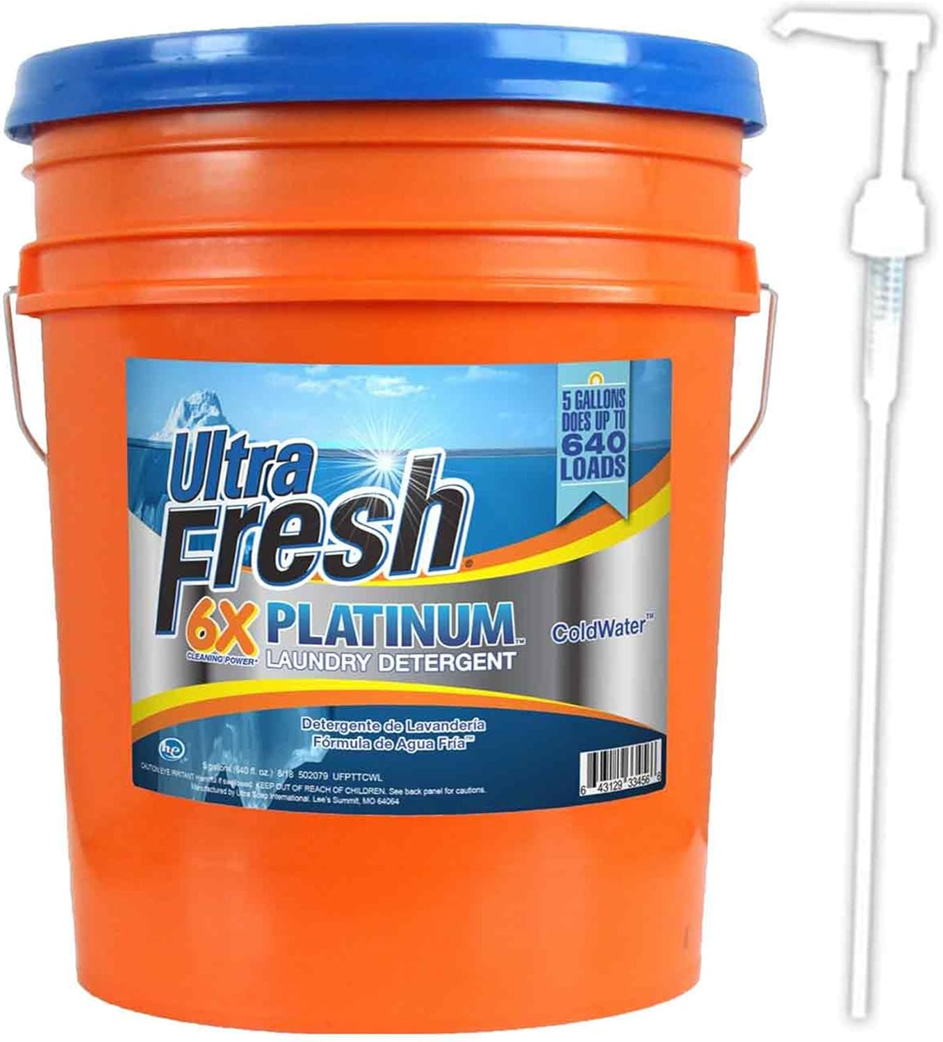 Ultra Fresh Liquid Laundry Detergent Washing Soap, 6X Platinum, ColdWater, 5 Gallon – Fabric Odor Remover to Wash Clothes and Sheets