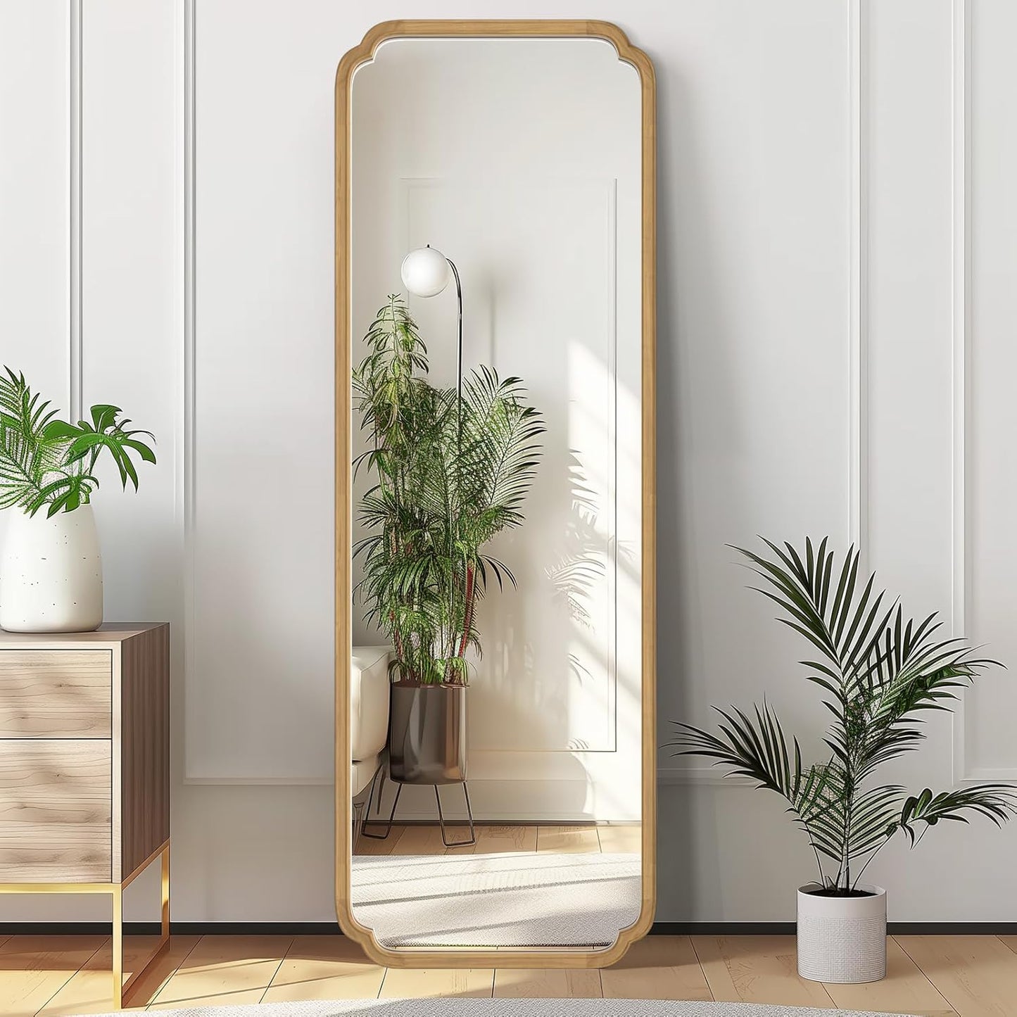 WallBeyond Full Length Mirror Wall Mounted 71"x24", Rustic Wooden Frame Floor Mirror, Large Full Body Mirror for Bedroom, Leaning or Hanging Against Wall (Naturl Solid Wood)
