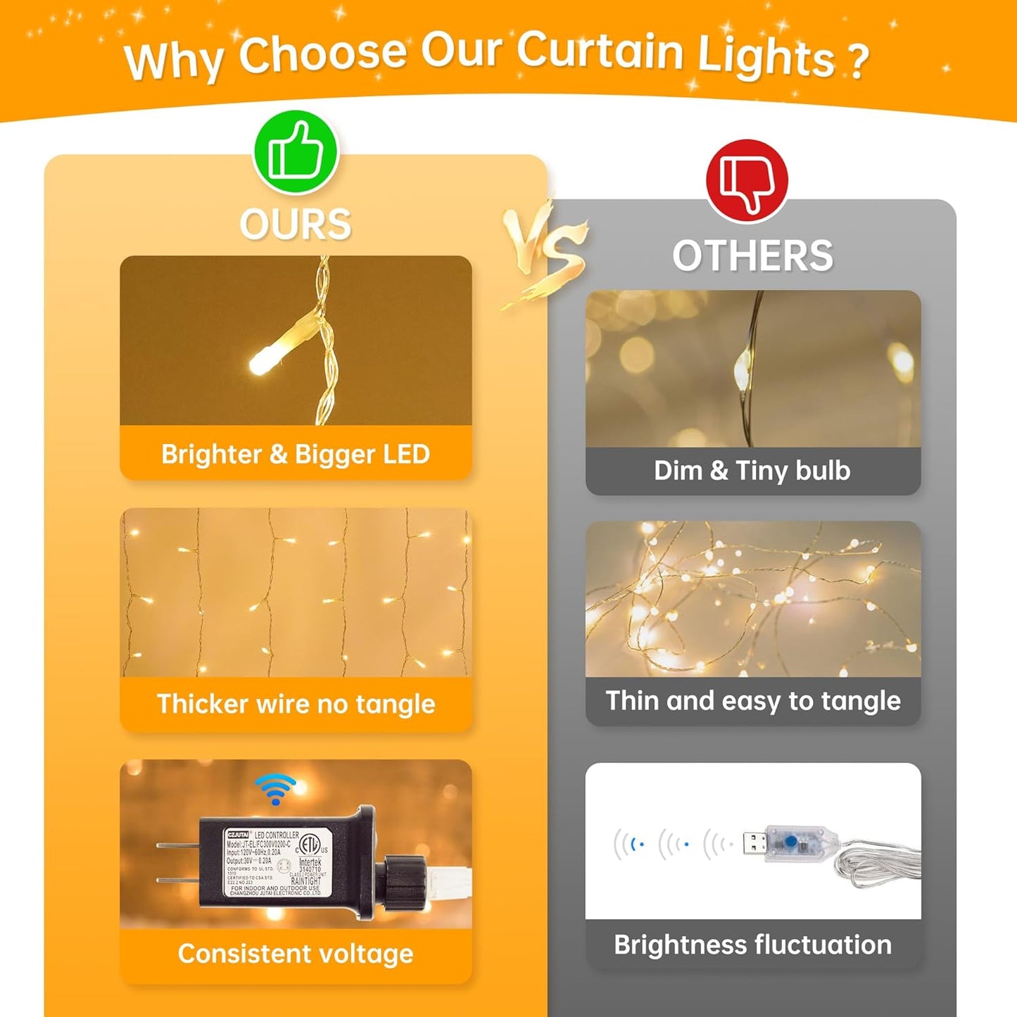 HEYFUNi 304 LED Curtain Lights Outdoor, 9.8Ft*9.8Ft Hanging String Lights Plug in with 8 Modes, Connectable Curtain Fairy Lights for Bedroom, Dorm, Christmas, Wall, Backdrop, Wedding Decor, Warm White