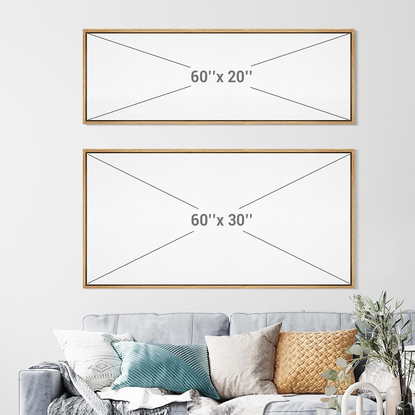 MUDECOR Large Framed Canvas Print Wall Art Minimalist Crane Flock Japanese Ink Style Bird Illustrations Decorative Colorful Multicolor for Bedroom - 60"x20"