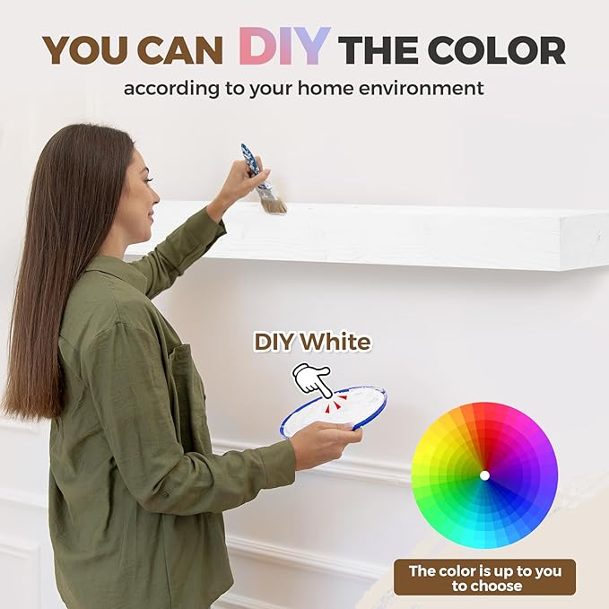 60x8x3 Fireplace Mantel - Handcrafted Hollow Rustic Solid Wood Wall Mounted Floating Shelf - DIY Color - with Invisible Heavy Duty Wood Bracket