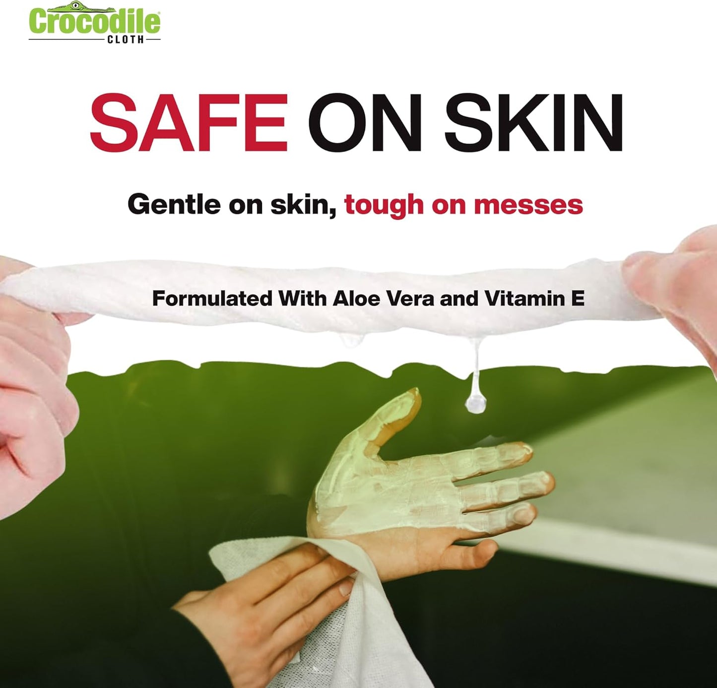 Crocodile Cloth PowerScrub - 80 Dual Surfaced Cloths, 10in X 15in. Large, Moist, Absorbent and Disposable Cleaning Cloths. Safe on Skin and Multiple Surfaces. (6500-080)