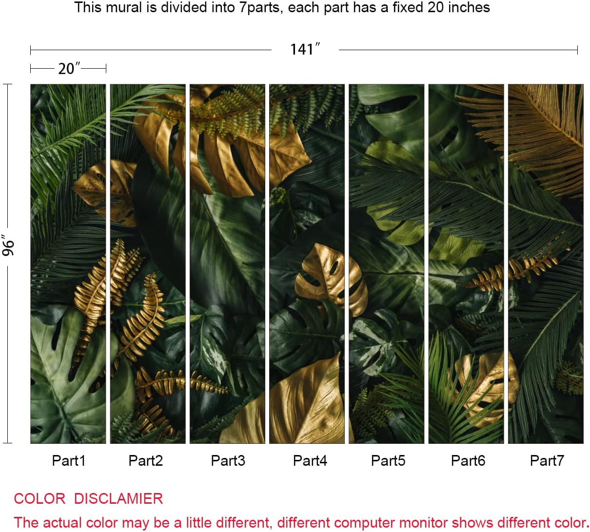 Tropical Wallpaper Jungle Banana Leaf Wall Mural Wallpaper for Living Room (Not Peel n' Stick)