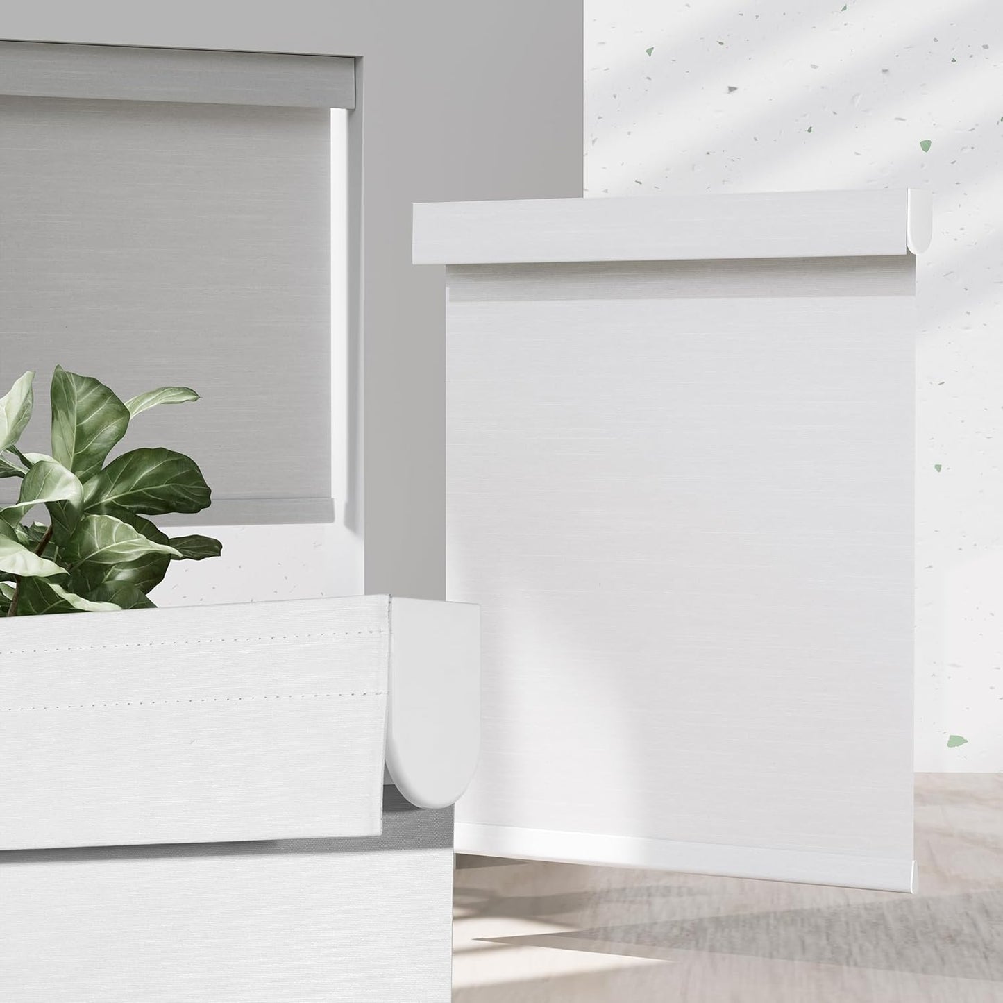 Blackout Roller Shades for Indoor Windows, Cordless Jacquard Fabric-Matched Roller Blinds, Easy to Install Privacy UV Protection Roll Up Blinds for Home Office, Pure White, 31" W x 72" H