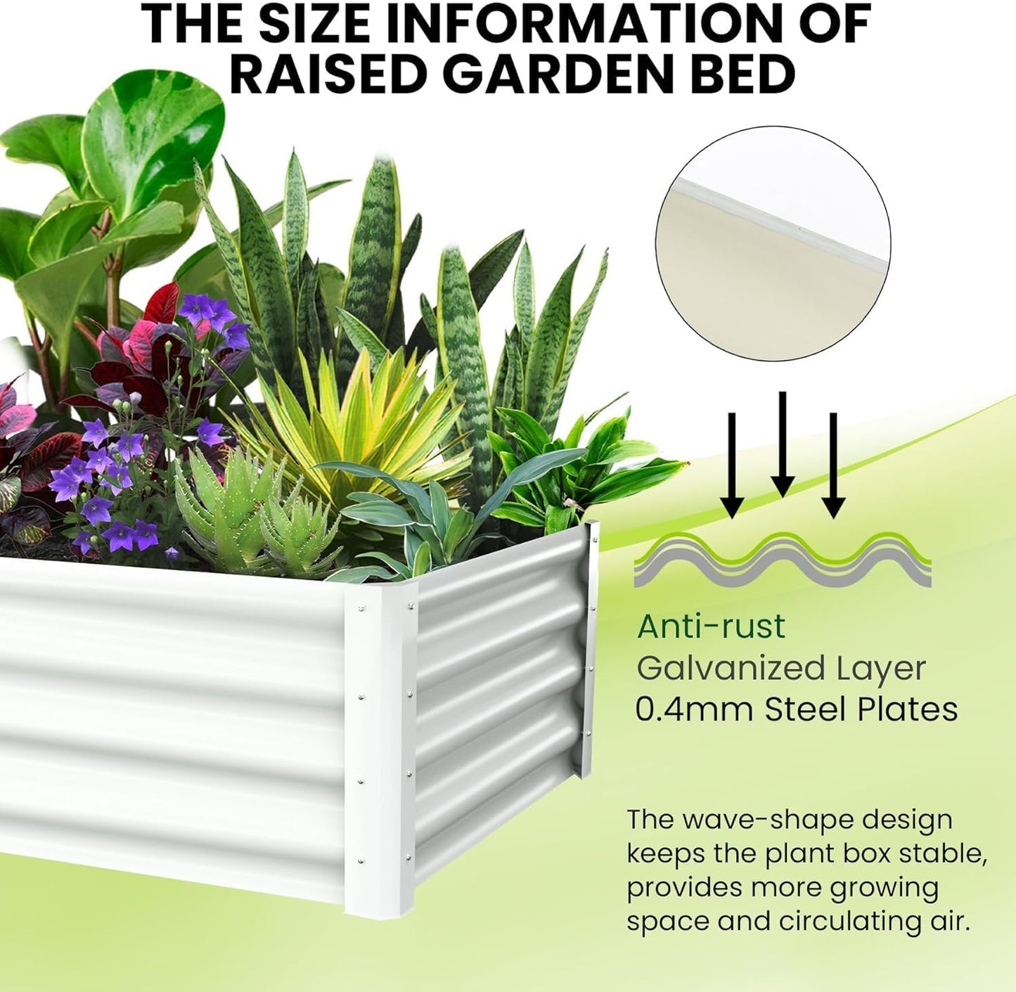6x3x1ft Large Outdoor Planter Boxes Kit Set of 2, Galvanized Raised Bed Planter with Open-Ended Base Design, Elevated for Outdoor Plants, Durable Raised Bed for Gardening,Beige