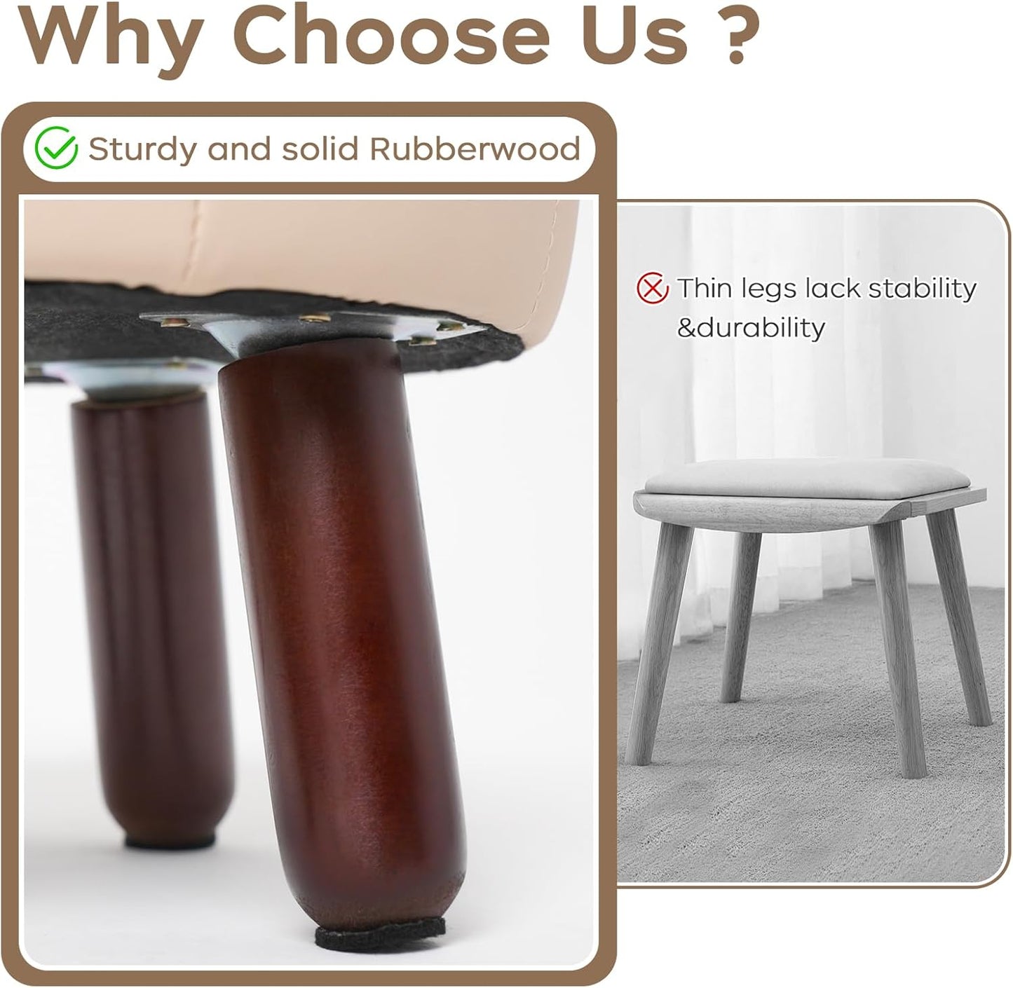 13in Small Foot Stool Ottoman, Round Faux Leather Foot Rest for Couch, Under Desk Pouf Footstool Footrest with Non-Skid Rubber Legs for Ling Room, Bedroom, 13''L x 13''W x 10.2''H, Beige