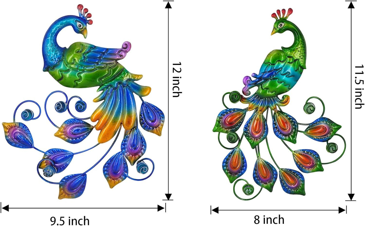 Yonivexis Metal Peacock Wall Art Decor Outdoor Hanging Decor Outdoor Sculpture 3D Metal Handmade Bird Wall Art Living Room Patio Garden Balcony Fence Decorations, Style2