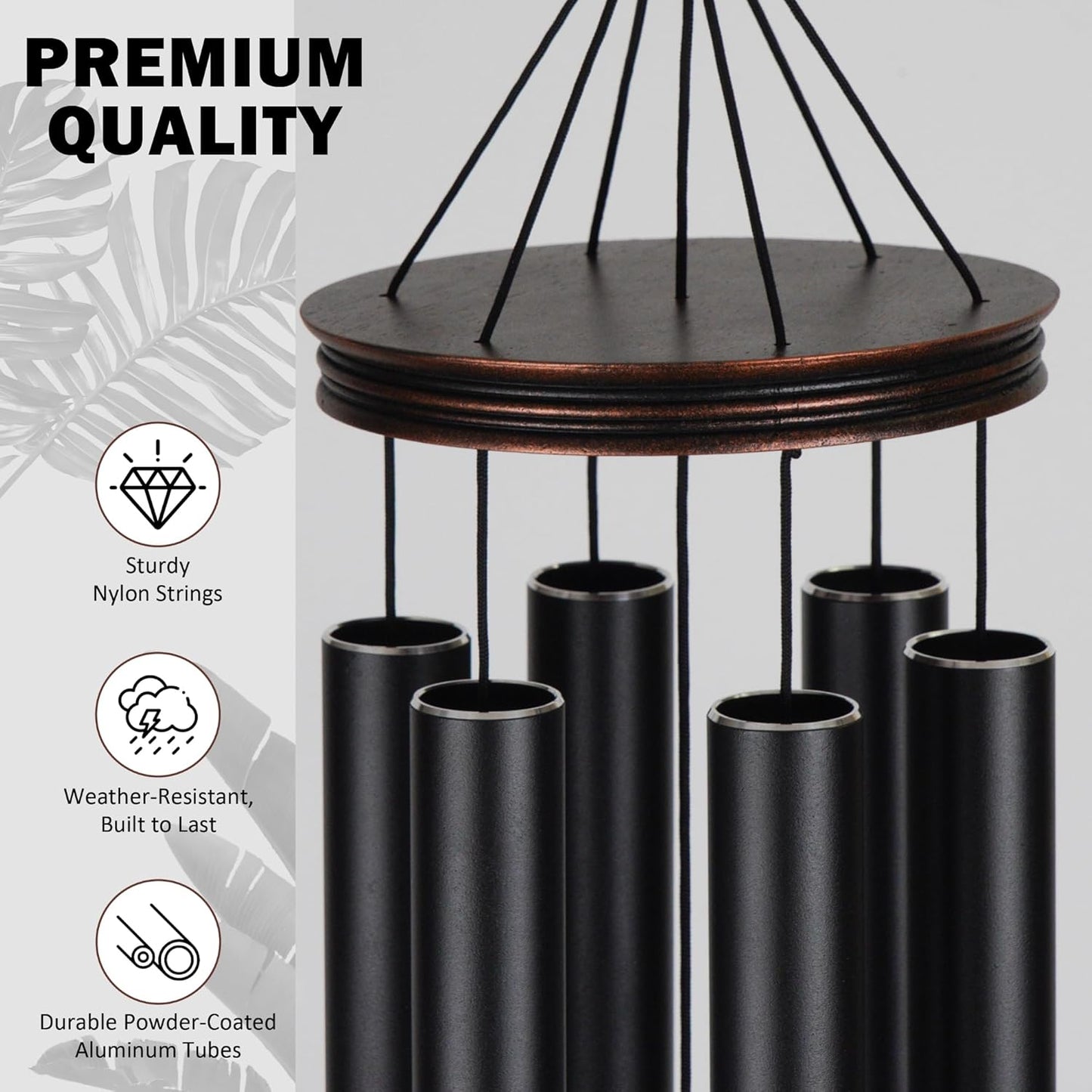 Vanquer Large Wind Chimes for Outside Deep Tone - 46'' Wind Chimes Outdoor Clearance, Memorial Windchimes, Sympathy Gift, Outdoor Décor, Patio, Home Décor, Vintage Black (46" Tree of Life)