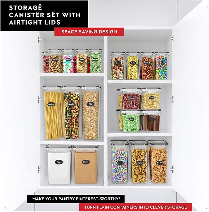 Cereal Containers Storage 2 Pack 135 fl. oz Cereal Dispenser Countertop, Airtight Food Storage Containers for Pantry Organization and Storage, Bpa-free Cereal Storage Container with Marker & Labels