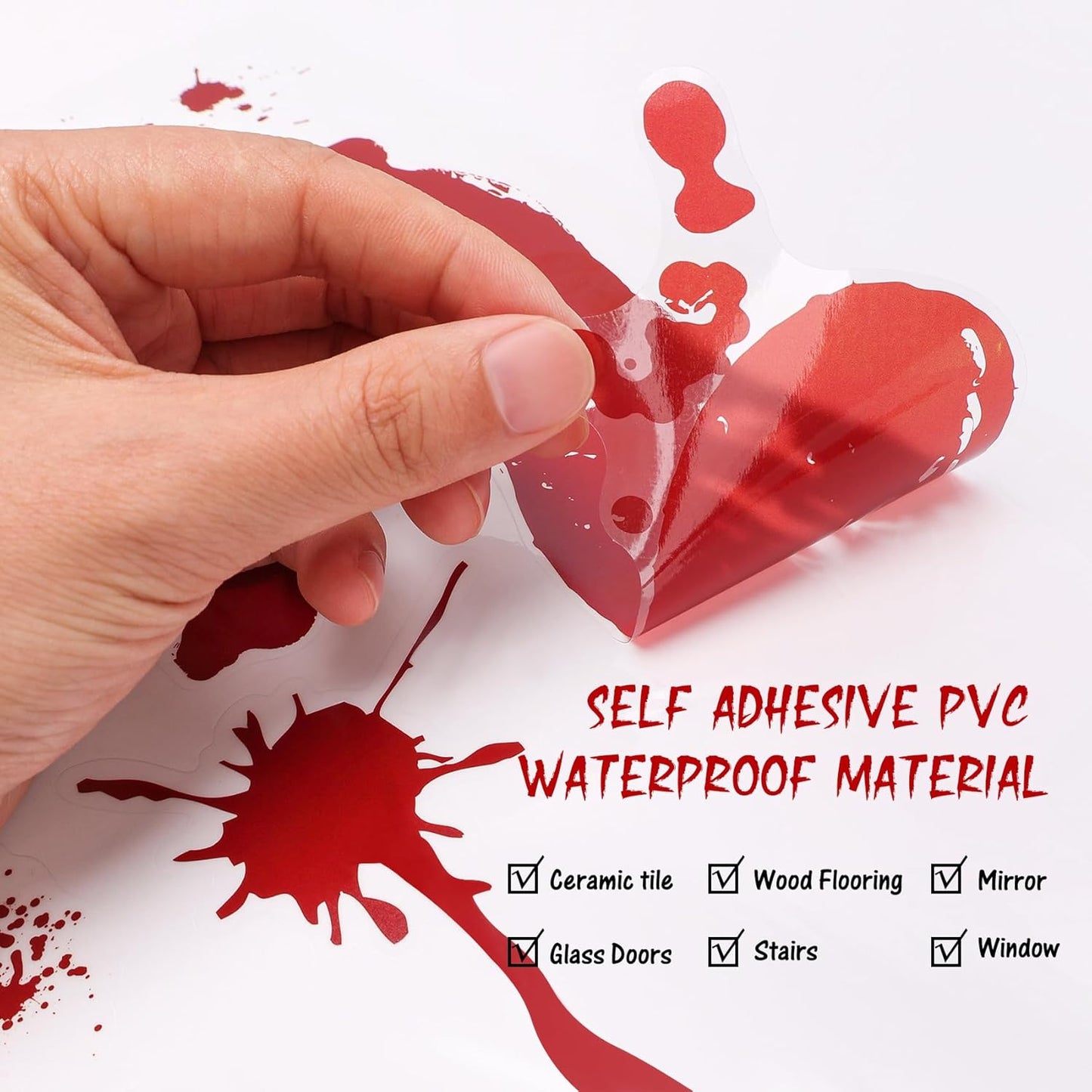 Halloween Decorations-10 Sheets Halloweens Window Clings-Scary Bloody Handprint Skullprint Footprint Window Stickers Decals for Window Floor Glass Bathroom Indoor Outdoor Party Decor