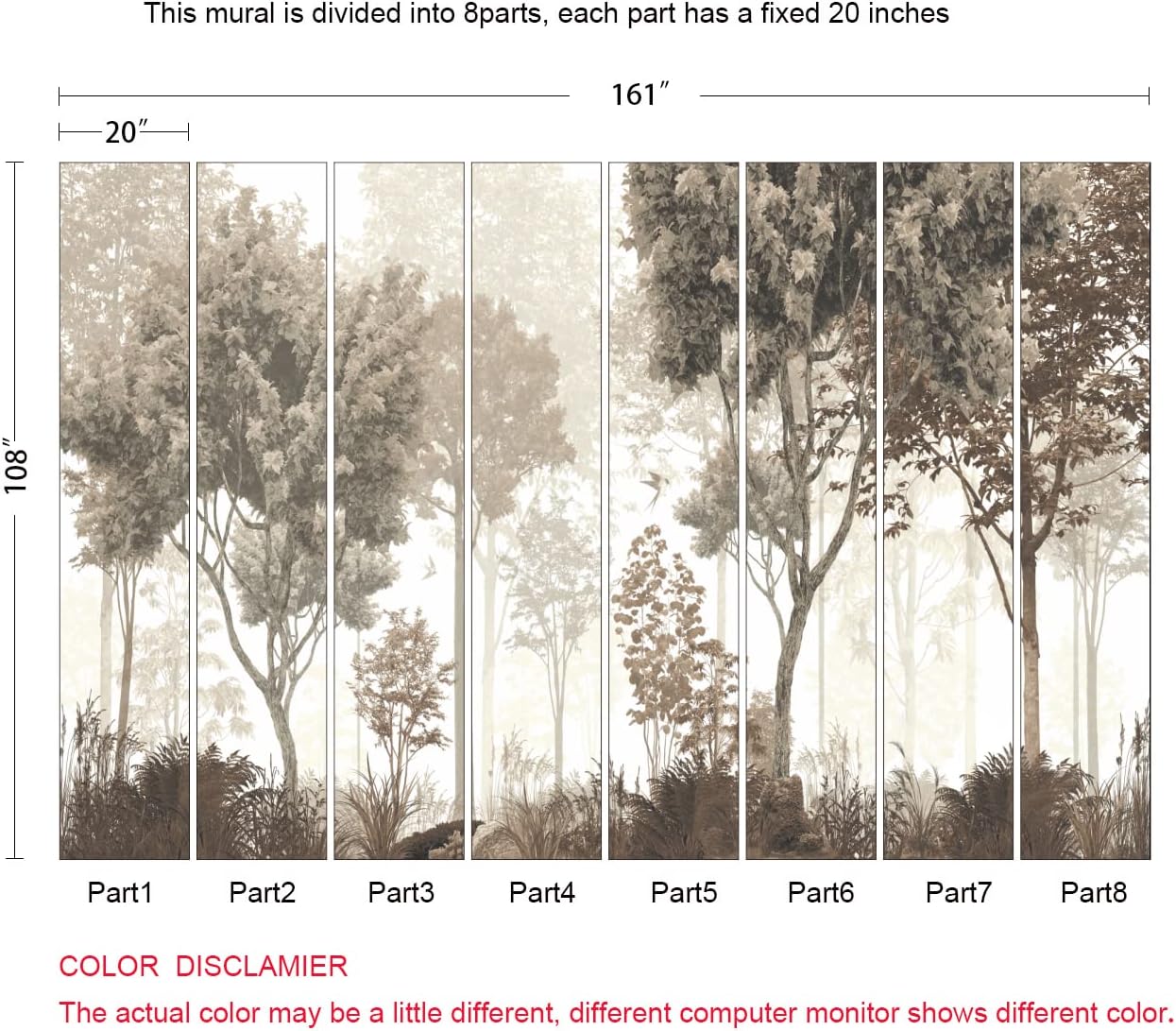 Vintage Forest Wallpaper Nature Wall Mural Wallpaper for Bedroom Living Room (Not Peel n' Stick)