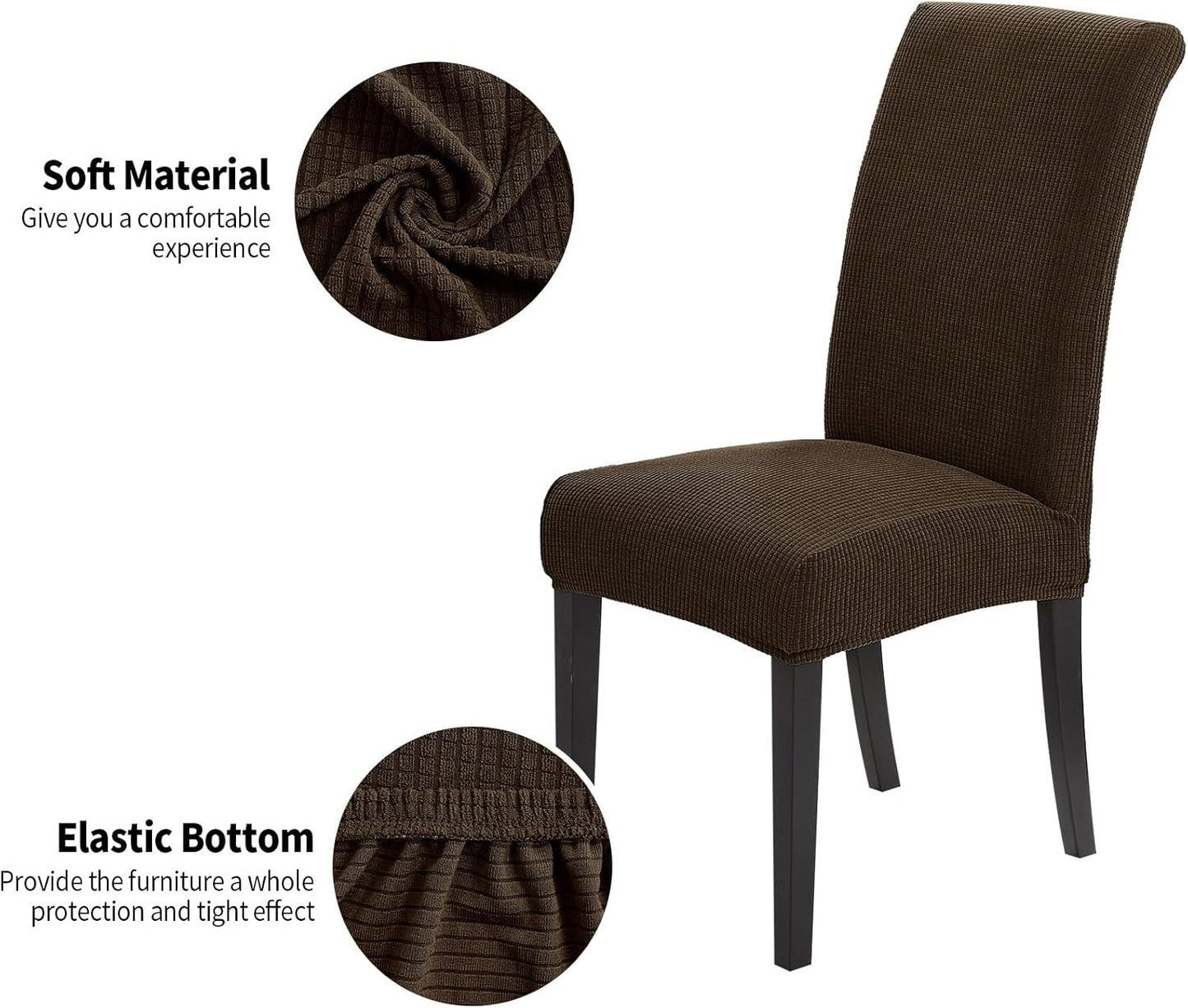 Joccun Chair Covers for Dining Room Set of 4,Dining Chair Slipcovers Stretch Dining Room Chair Covers Seat Protector,Washable Parsons Chair Cover for Home,Banquet(Seal Brown,4 Pack)