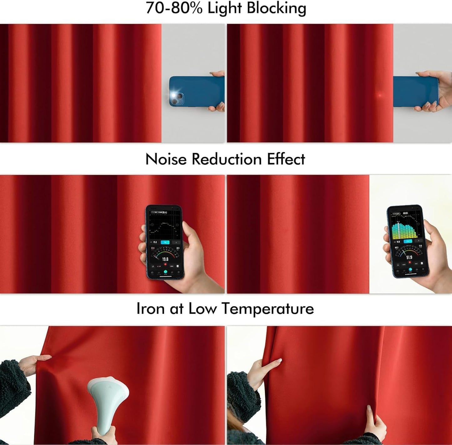 MIULEE Red Back Tab Blackout Curtains 84 Inch Length 2 Panels Set for Living Room Bedroom Privacy, Rod Pocket/Pinch Pleat Thermal Insulated Room Darkening Pleated Light Blocking Drapes